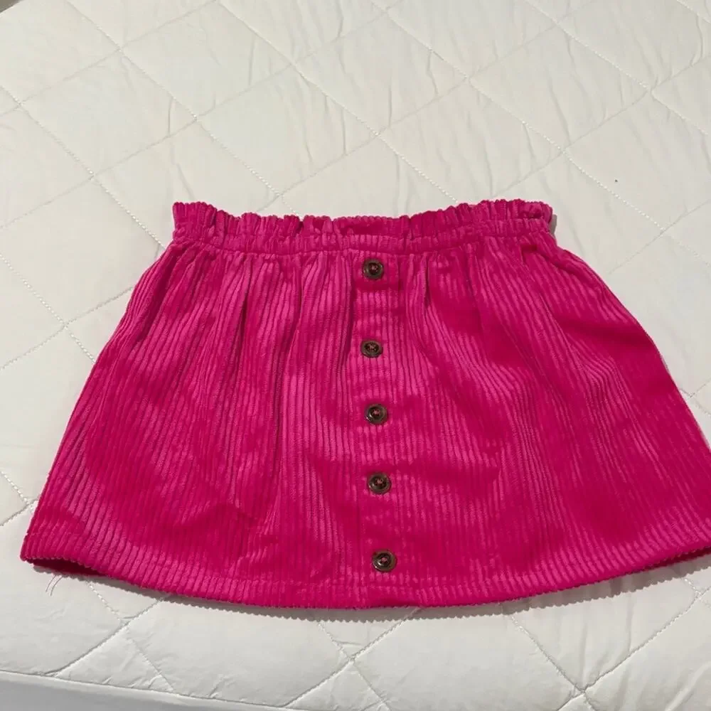 Pink Corduroy Button Skirt